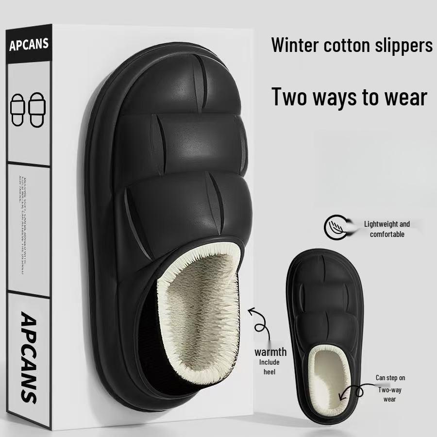 Damen Plüsch Warme Baumwoll Hausschuhe: Wickelabsatz, Geschlossene Zehenpartie, Hauskomfort, Nach der Geburt geeignet.