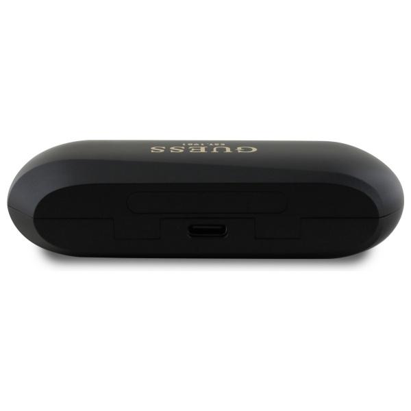 Guess Słuchawki Bluetooth Gutwsc2Mcdsk   Tws + Stacja Dokująca Czarny/Black Elongated Metalic Printed Logo