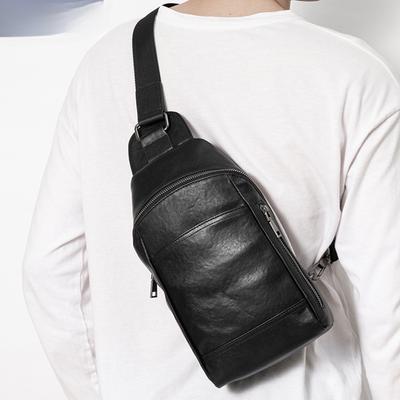 Men's Genuine Leather Chest Bag Fashion Simple Business Top Layer Cowhide Crossbody Bag Large Capacity Crossbody Bag