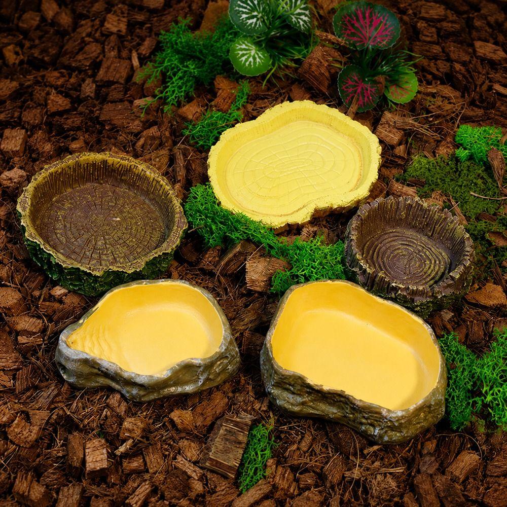 Tree Stump Shape Reptile Feeding Bowl Multicolor Reptile Bathtub for Tortoises