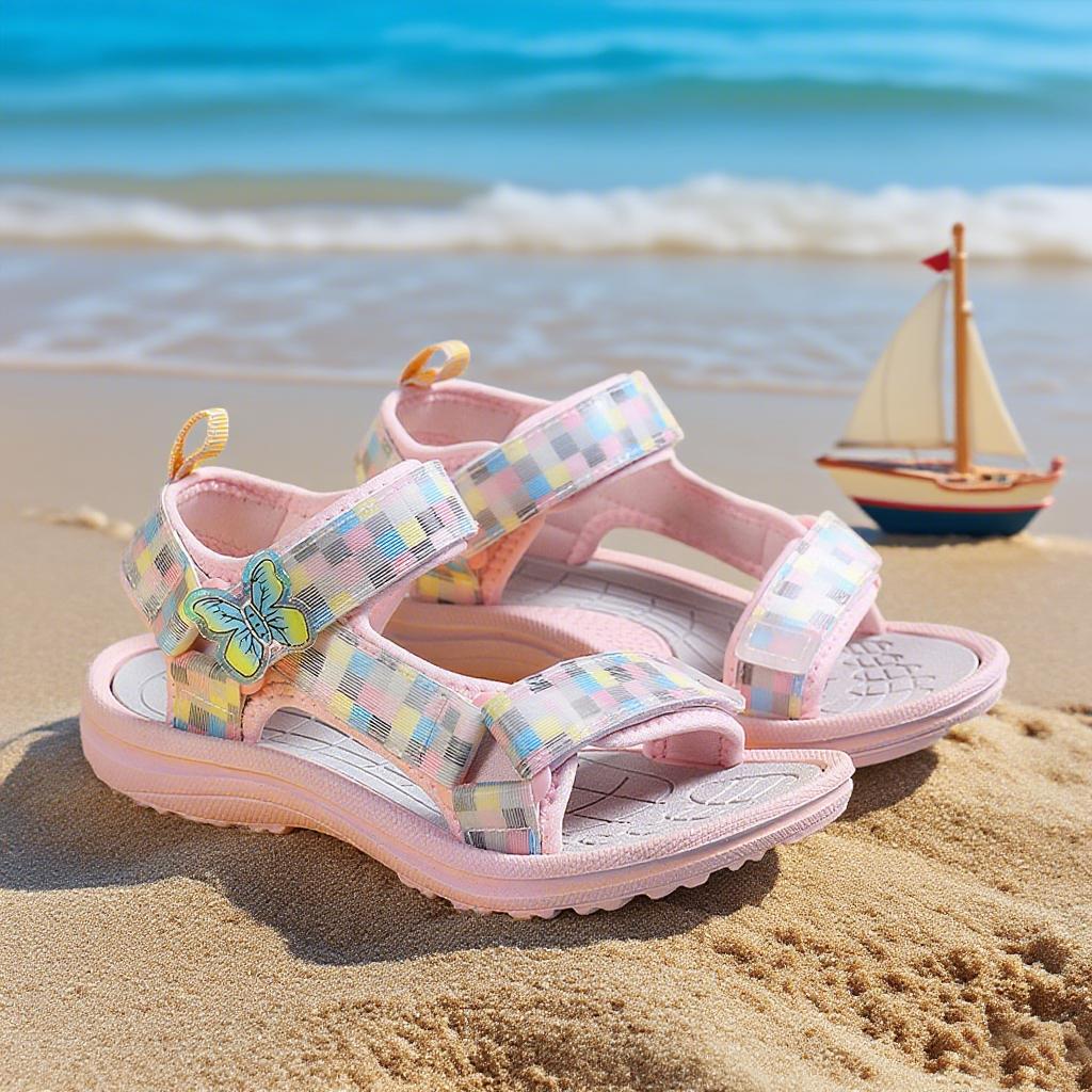 Summer Children Sandals Shoes Boys Girls Toddler Soft Non-Slip Baby Cute Pearl Princess Dance For Kids Student Outdoor Beach 25 розовый