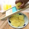 3-in-1 Stainless Steel Fries Grid Cutter - Rust-Resistant Potato &Vegetable Slicer with Wooden Base for French Fries&Hash Browns