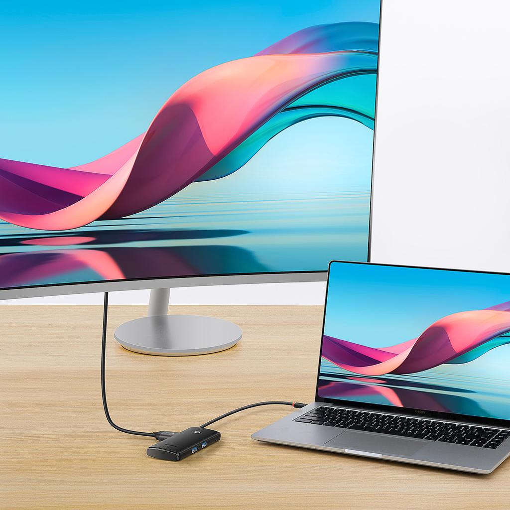 Baseus Lite Series Multiport USB-C Hub with HDMI, Dual USB 3.0, PD Charging, and Card Reader - Black