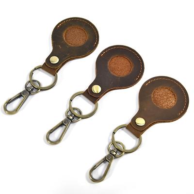 Retro Genuine Leather Keychain Men Women Key Case Bag Key Rings Holder Car Key Bag Wallet Male Leather Airtag Keychain Keyring
