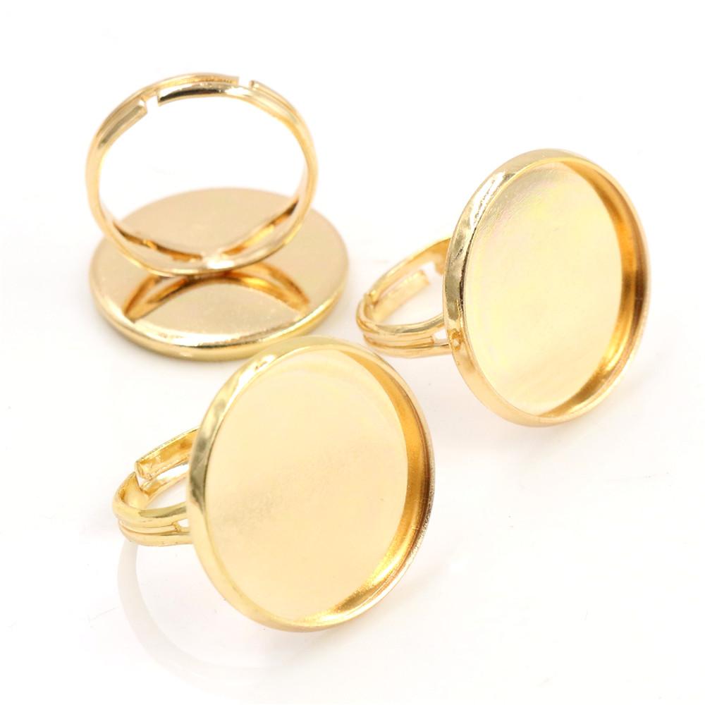 20mm 10pcs/Lot Classic 9 Colors Plated Brass Adjustable Ring Settings Blank/Base,Fit 20mm Glass Cabochons,Buttons;Ring Bezels