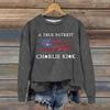 Ladies Fashion Casual Long Sleeve Printed Round Neck  Pullover Top