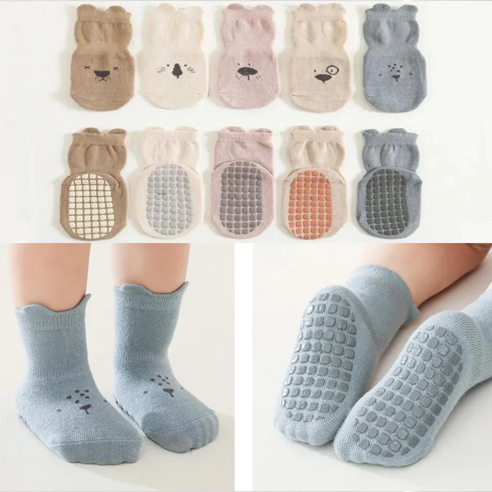 5/3/1 Pairs Socks Baby Socks with Grippers Toddler Kids Cartoon Floor Ankle Non Slip Socks