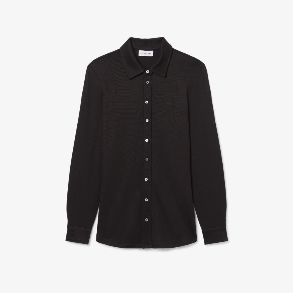Lacoste Women's Shiny Pique Long Sleeve Polo Shirt PF0952-56G3LA