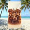 Europäisches und Amerikanisches Retro Hochlandrind Druck Strandtuch Mikrofaser Verdickt Wasseraufnahme Schnelltrocknend Outdoor Badetuch
