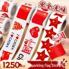 Patriotic Heart Stickers: 350 Self-Adhesive Five-Star Red Flag Stickers for National Day Events