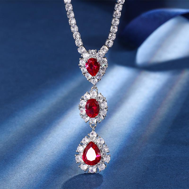 Bijuterii Placate cu Cupru Aur Real Culoare Simulație Corund de Tezaur Lanț Versatil Colier Damă Diamant Complet 8 * 10-6 * 8