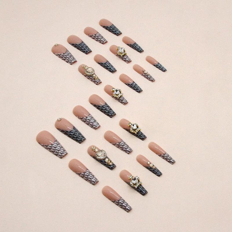 Long Ballet Love Crown Shining Diamond Nail Art European and American ins Style Fashion Wear Nail Art Finished Nail Art