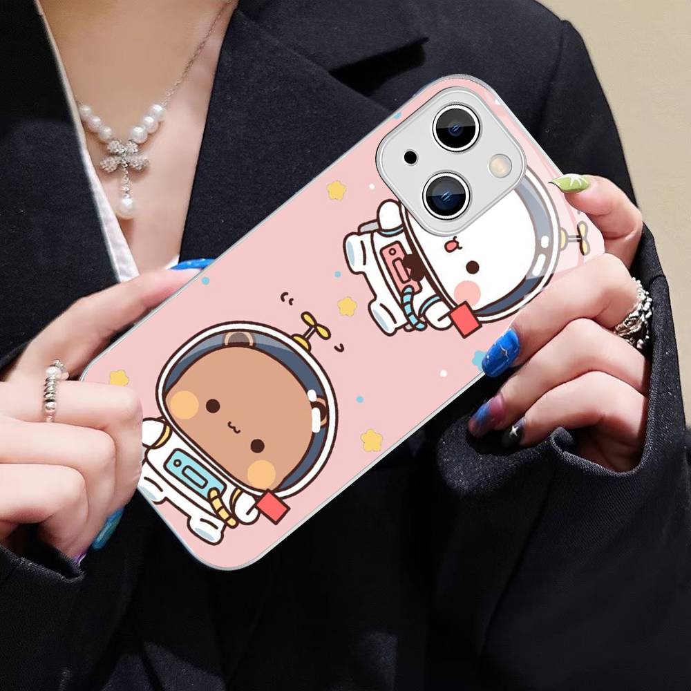 Character Bubu And Dudu For IPhone 14 13 12 Mini 11 Pro XS Max X XR 14 Plus Tempered Glass Cover