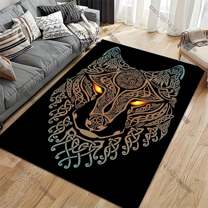 Mystical Wolf Tribal Design Carpet Yoga Living Room Room Decor Children's Crawling Mat Doormat Area Rug Games Mat