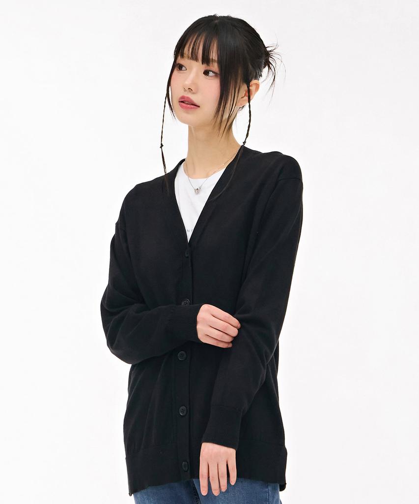 Chasecult Women'S V-Neck Long Cardigan - Black