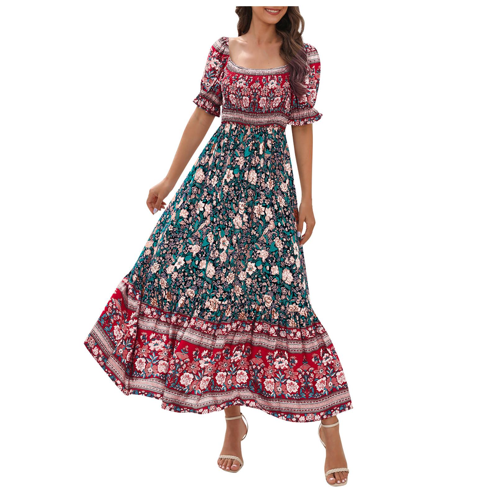 Женское модное богемное пляжное курортное платье на одно плечо с пышными рукавами S синий — фото 3