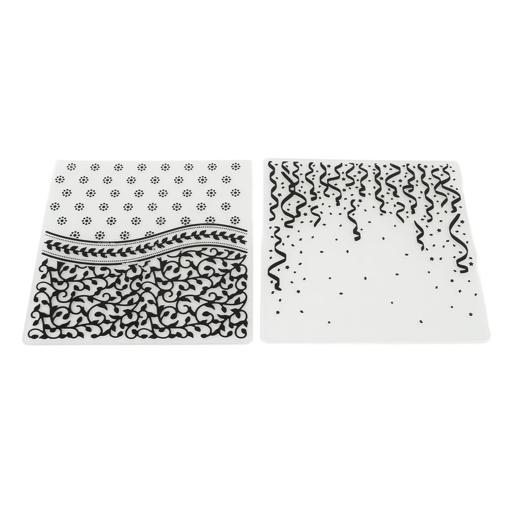2pcs Embossing Folders Embossed Texture 15.1x15.1cm 5.9x5.9in Decorative Plastic Embossing Stencils for DIY Paper Craft