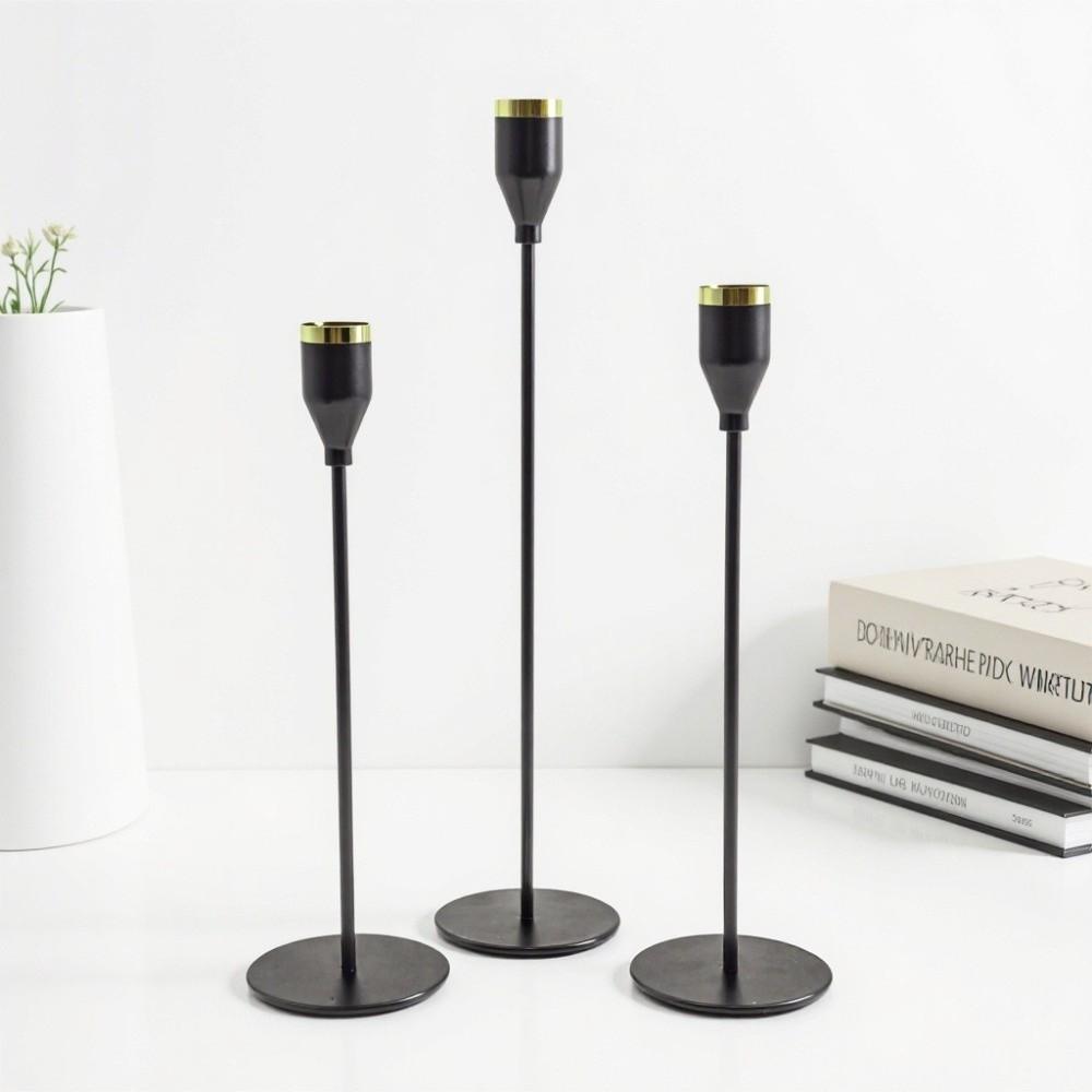 3Pcs/Set Metal Candle Holders Vintage Easy To Use Taper Candle Holders Elegant Metal Candle Stand Wedding Decor