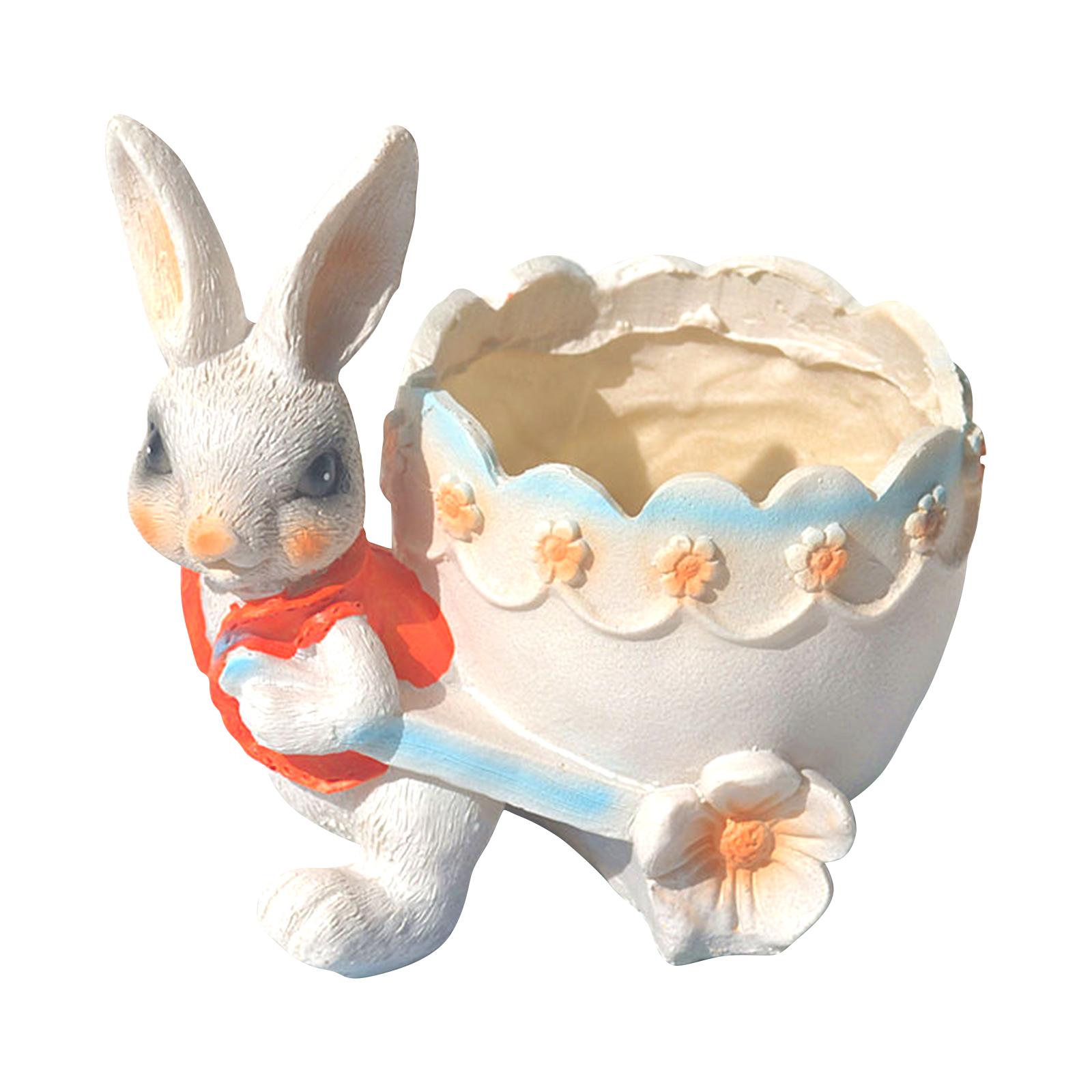 

Rabbits Holding Resin Planter – Bunny Pot With Drainage Hole, 3D Cute Animal Garden Decor Gift For Home, Easter, Mother’s Day One Size