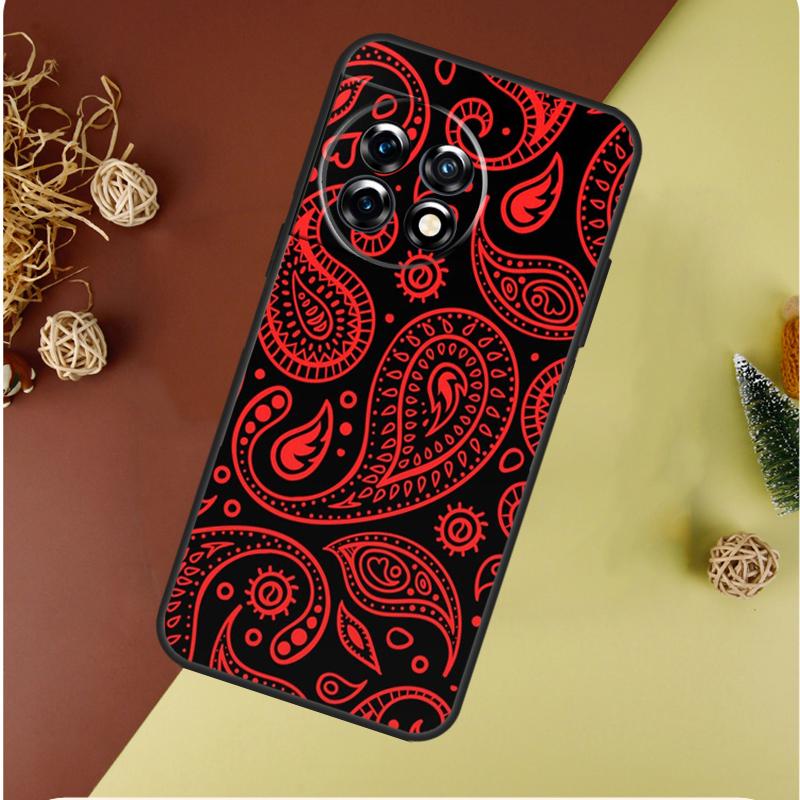 Black Bandana Paisley For OnePlus 13 13R 12 12R 11 9 10 Pro 8T 9RT 10T 10R N20 N30 Nord CE 2 3 4 Lite Phone Case