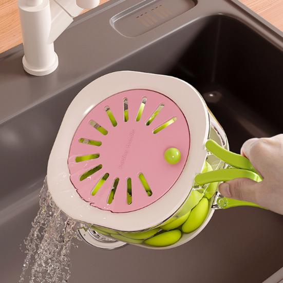 Yousheng Drain Basket Foldable Handle 2-in-1 Wash Drain Design Kitchen Colander Strainer Storage Bowl Fruit Vegetable Washing Bowl