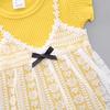 2PCS Children Clothing Set Spring Summer Girls Suits Yarn Short Sleeve Tops + Pants Clothing Set