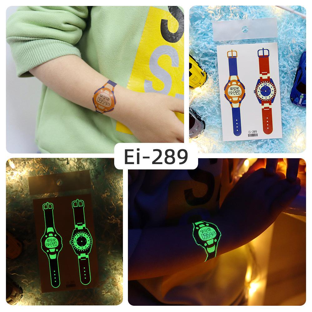 Rikalong Waterproof Luminous Cartoon Tattoo Stickers for Kids - Glow-in-the-Dark Watch Design