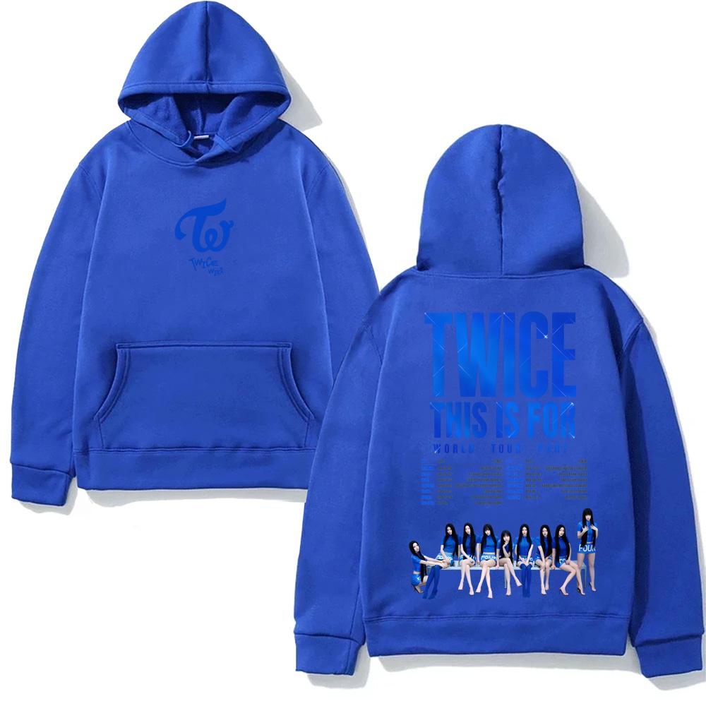 TWICE TOUR Punk Hooded With Pocket Fleece Comfortable Sweatshirt Oversized Long Sleeve Gothic Clothes Moletom Vintage Pullovers Grunge