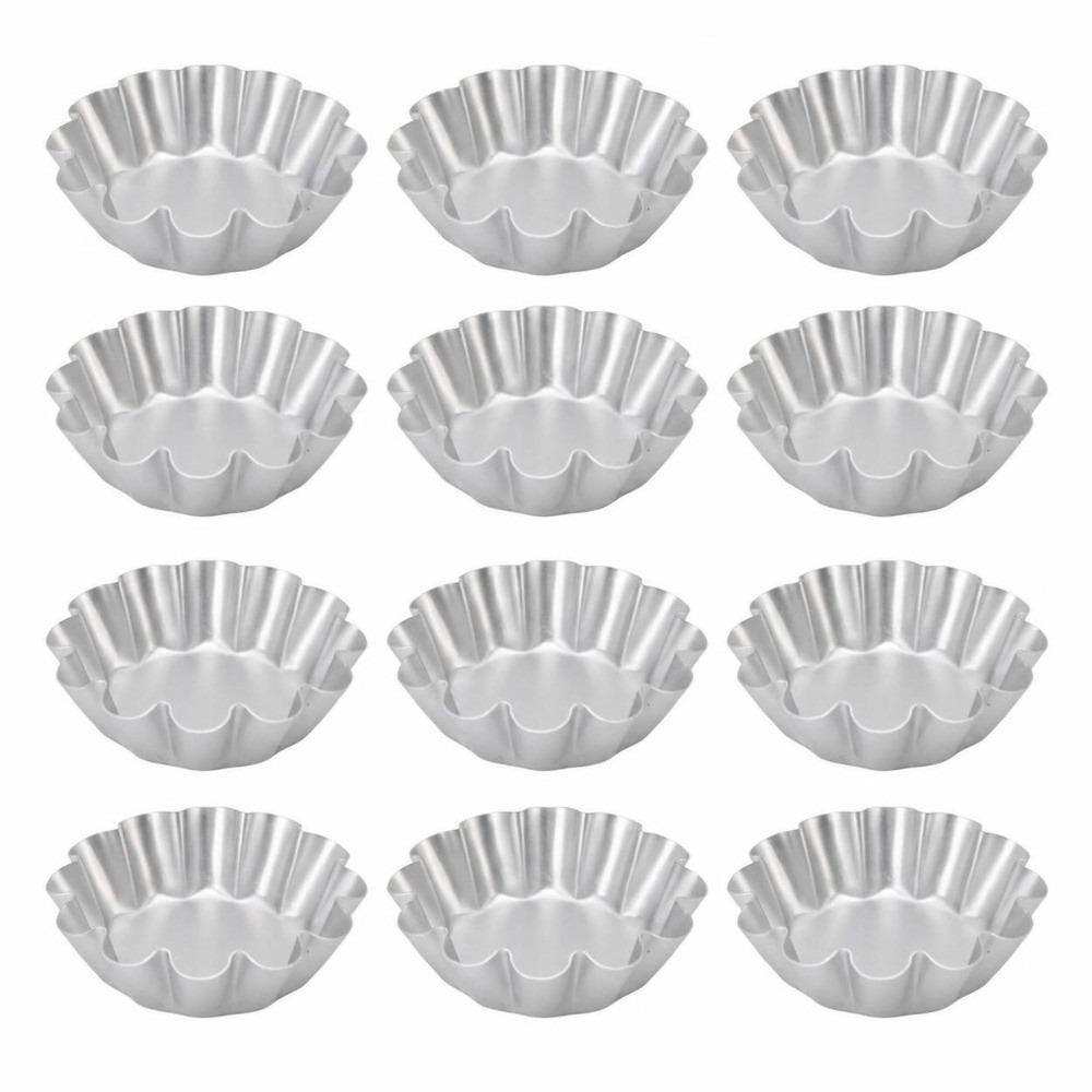 12PCS Aluminum Alloy Flower Pudding Mold Fluted Wave Edge Jelly Mold Baking Mold  Pudding Cake Bread