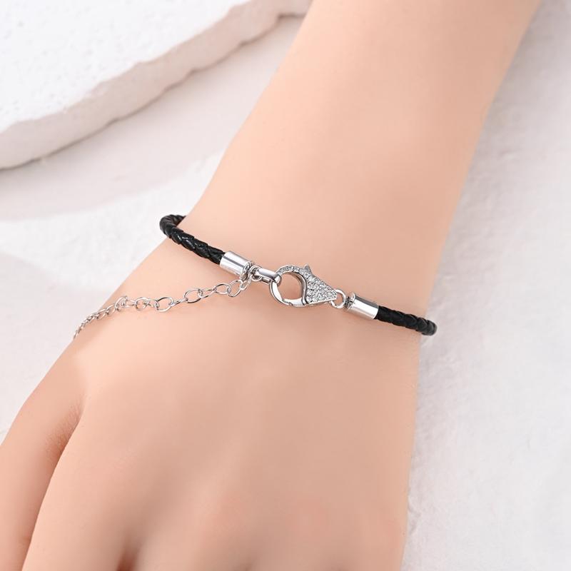 Original 925 Sterling Silver Cute Strawberry Bead Pendant Hoop Earrings Open Ring Leather Rope Bracelet For Women Jewelry Gift
