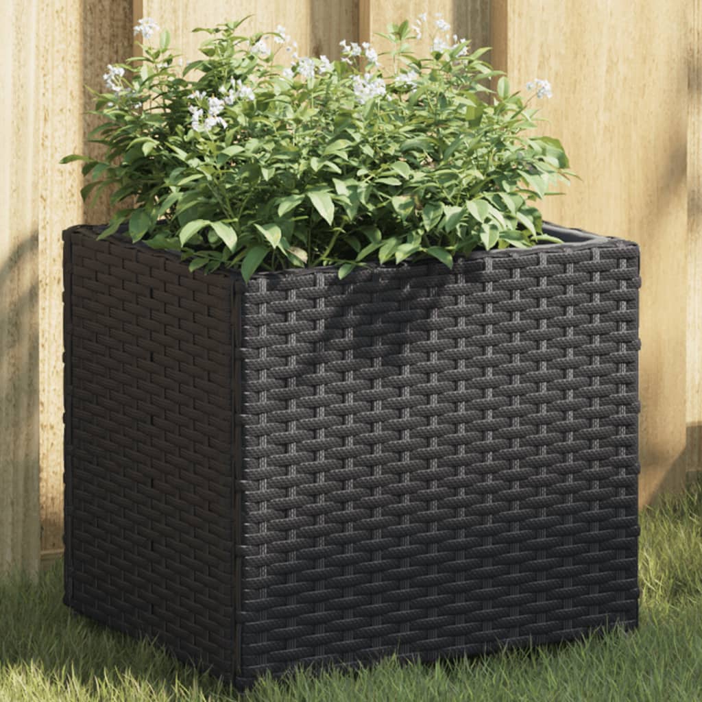Vidaxl Donica Ogrodowa, Czarna, 36X30X32 Cm, Rattan Pe