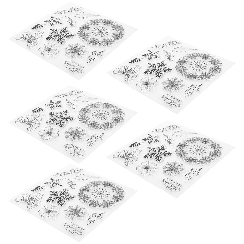 5 Stück Weihnachts-Silikon-Stempel in Schneeflockenform, handgefertigtes Dekorationszubehör