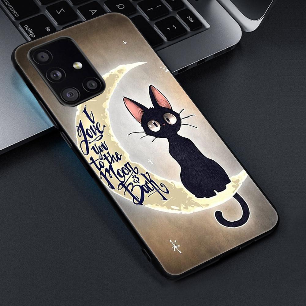 Cute Cat For Samsung Galaxy S21 A51 S20 A50 A71 A70 A20 A40 S10 S9 S8 Plus Ultra S10e NOTE 10 9 8 Plus Black Soft TPU Phone Case