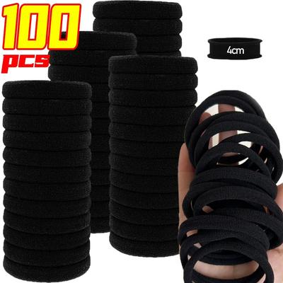 99 Stück Damen Mädchen Gummiband Haargummi Schwarz hoch elastisch langes Haar kurzes Haarband Gummiseil Haargummi Pferdeschwanz Halterung acc
