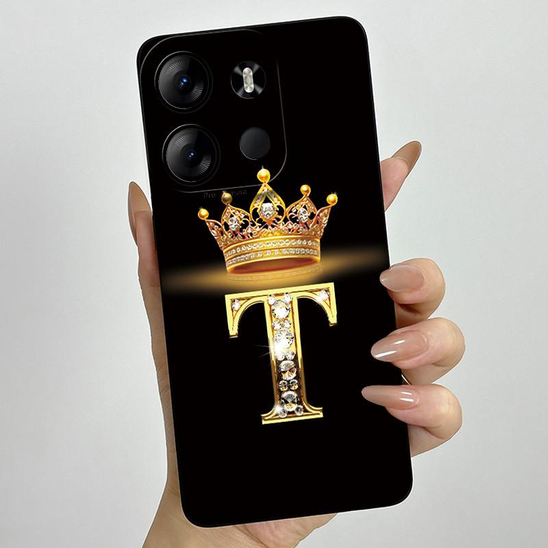 For Tecno Pop 7 Pro Pop7 BF6 BF7 Phone Case Crown Letter Back Cover Soft Liquid Silicone Fundas For Tecno Spark GO 2023 Bumper