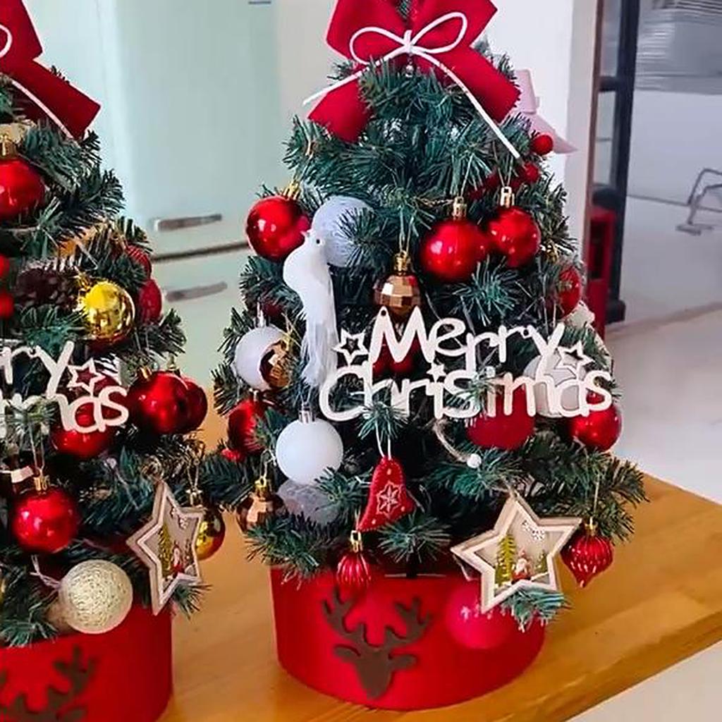 Mini Xmas Tree PVC Artificial Desktop Decorative Small Xmas Tree with Star Tree Topper for Holiday Home Decor