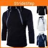 Classic Men's Pullover Hoodie With Zipper Design And Adjustable Drawstring For Winter
