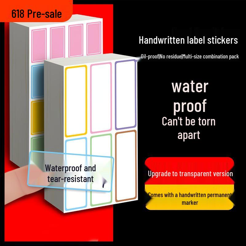Waterproof Transparent Adhesive Name Stickers - Colorful and Self-Adhesive Labels