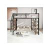Lit Mezzanine - MUVOE - 140x200 Cm - Noir - Escalier De Rangement - Haute Clôture De Sécurité