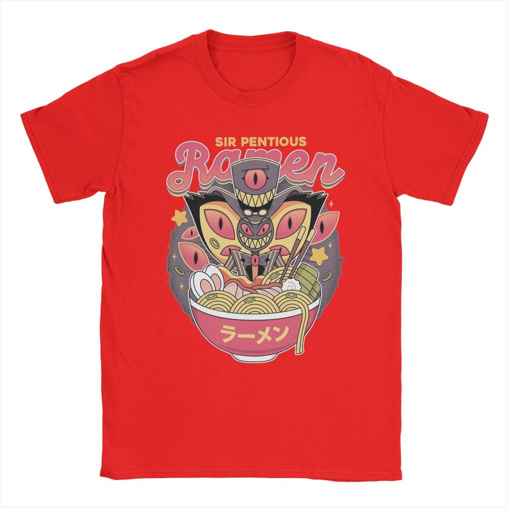 Men T-Shirt Hazbins Hotels Sir Pentious Ramen Vintage Cotton Tee Shirt Short Sleeve T Shirts Round Neck Clothes Graphic Printed