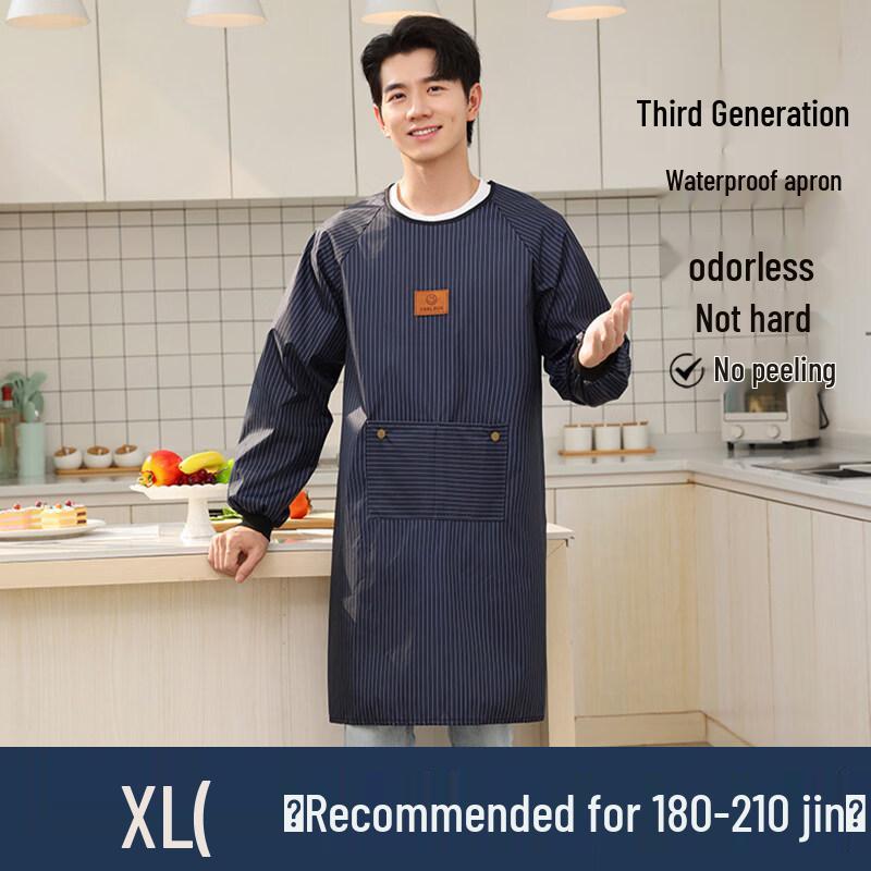 Men s Waterproof Oil-Proof Long-Sleeve Work Apron