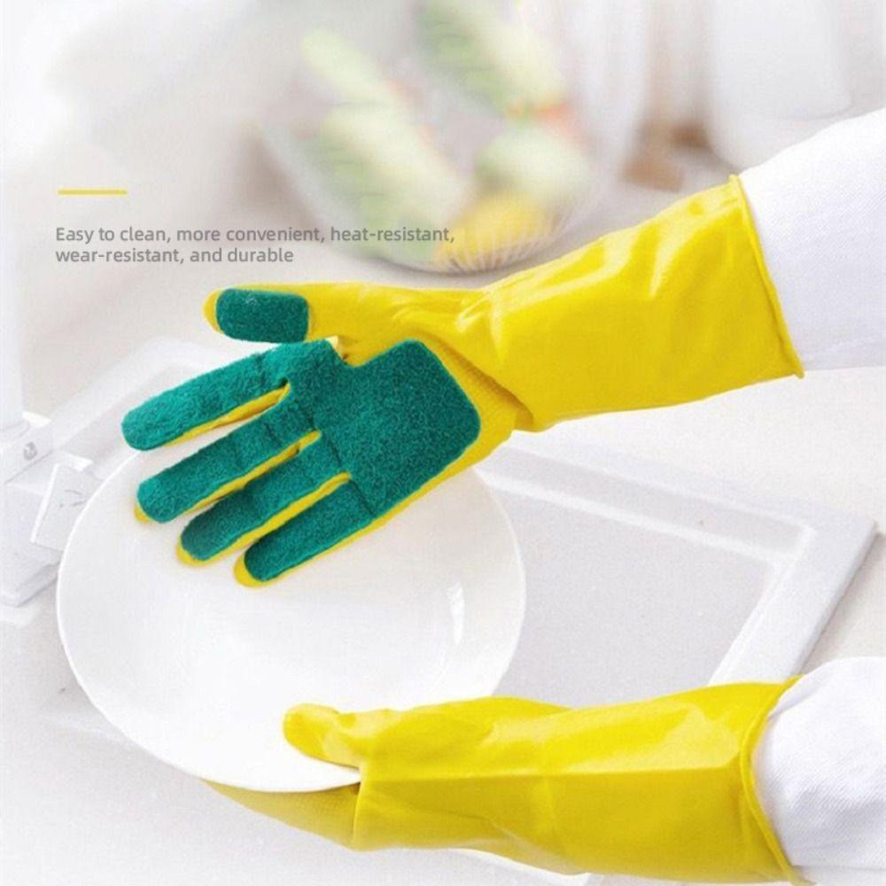 Right Hand with Cleaning Cloth Dishwashing Cleaning Gloves Lengthened Laundry Gloves