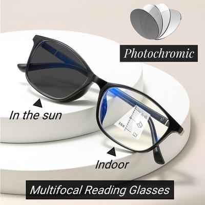 Intelligente photochrome multifokale Lesebrille, Vintage, für Nähe und Ferne, progressive Alterssichtigkeit, neue kleine quadratische Farbwechselbrille
