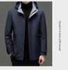 Men's Mid-Length Hooded Detachable Down Jacket - Thick, Warm Outerwear