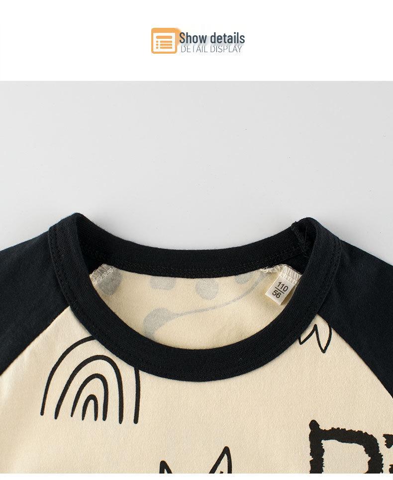 27kids Boys' Dinosaur Cartoon Raglan T-Shirt, 2025 Summer Collection.