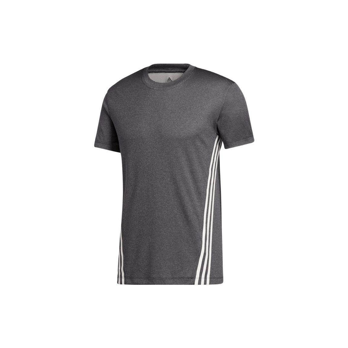 adidas Stripe Round Neck Sports Gym Short Sleeve Unisex Black Men s GJ2695 M