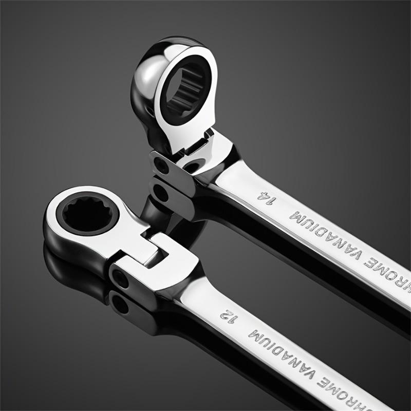 1Set Industrial Adjustable Ratchet Wrench Set Complete Chrome Vanadium Steel Quick Release Torx Head for Heavy Duty