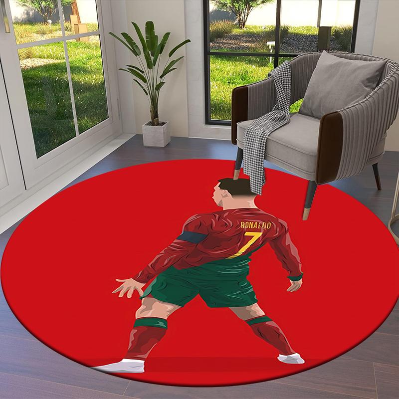 Ronaldo Round Area Rug,Carpet Rug for Living Room Bedroom Sofa Playroom Decor,Non-slip Floor Mat