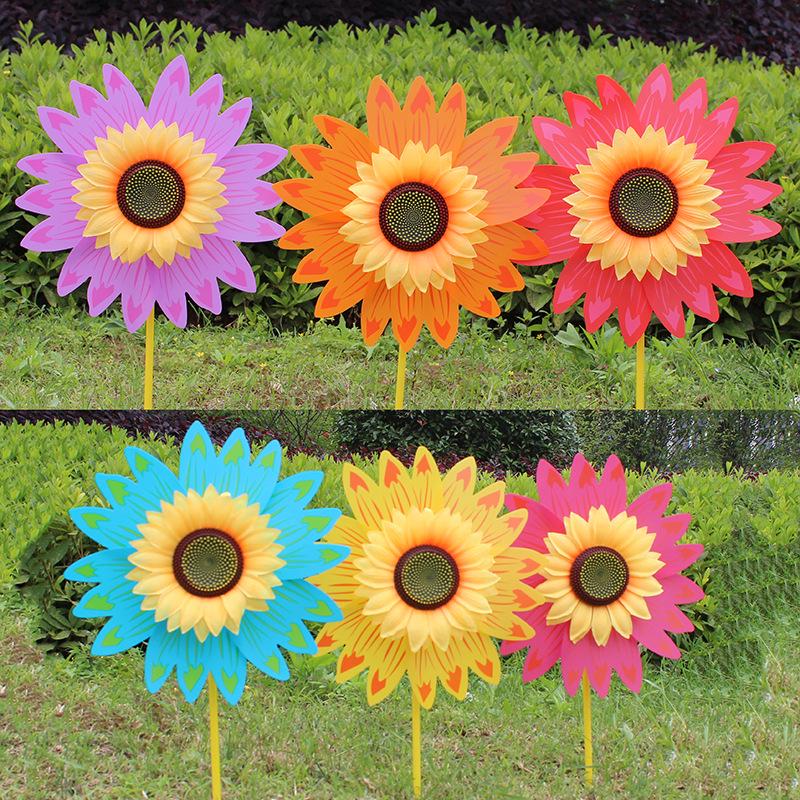 36CM Children's Seven-Color Sunflower Pinwheel Toy - Outdoor Decoration