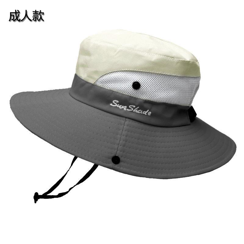 Sommer Damen Outdoor Sonnenhut Zopfloch Fischerhut Sonnenschutz Sonnenhut atmungsaktiv Bergsteigerhut Eltern-Kind-Modell